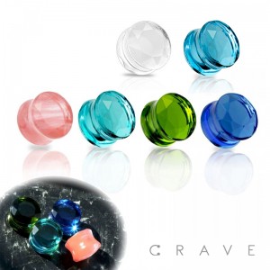 FACETED GLASS CUT DOUBLE FLARED PLUG