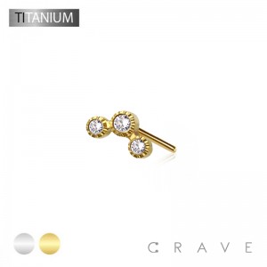 IMPLANT GRADE TITANIUM THREADLESS PUSH IN BEZEL-SET GEM TRINITY CZ TOP PART(TOP PART ONLY)
