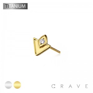 IMPLANT GRADE TITANIUM THREADLESS PUSH IN SOLITAIRE GEM FLOWER CZ TOP PART(TOP PART ONLY)