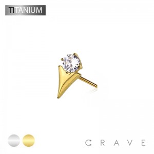 IMPLANT GRADE TITANIUM THREADLESS PUSH IN GEM CZ TOP PART(TOP PART ONLY)