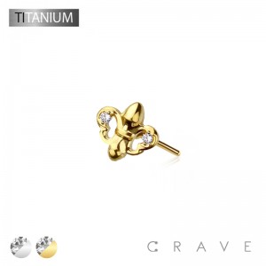 IMPLANT GRADE TITANIUM THREADLESS PUSH IN FIVE MARQUISE GEM CLUSTER CZ TOP PART (TOP PART ONLY)