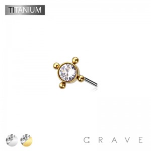 IMPLANT GRADE TITANIUM THREADLESS THREADLESS (PUSH IN) CZ GEM 4 CLUSTER TOP PART (ONLY) 