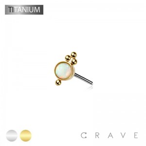IMPLANT GRADE TITANIUM THREADLESS (PUSH IN) OPAL STONE  TOP PART (ONLY)