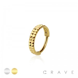 316L SURGICAL STEEL HINGED SEGMENT SPIKE DENT CLICKER DOUBLE HOOP 