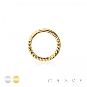 316L SURGICAL STEEL HINGED SEGMENT TRIANGLE DENTED CLICKER HOOP 