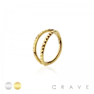 316L SURGICAL STEEL DOUBLE POLYHEDRA EDGE HINGE CLICKER HOOP 