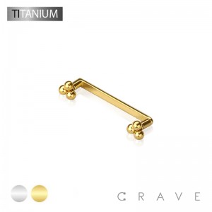 IMPLANT GRADE SOLID TITANIUM TRIPLE BEADS CLUSTER BASIC FLAT SURFACE BAR