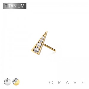 IMPLANT GRADE TITANIUM THREADLESS PUSH IN ARROW WITH CZ TOP PART(TOP PART ONLY)