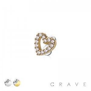 CZ HOLLOW HEART HEAD AND BASE 316L SURGICAL STEEL DERMAL SET 