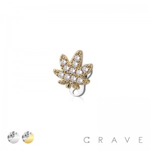 CZ MARIJUANA HEAD AND BASE 316L SURGICAL STEEL DERMAL SET 