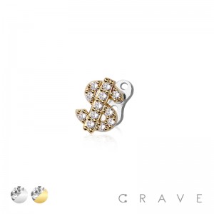 CZ DOLLAR SIGN HEAD AND BASE 316L SURGICAL STEEL DERMAL SET 