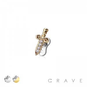 CZ DAGGER HEAD AND BASE 316L SURGICAL STEEL DERMAL SET 