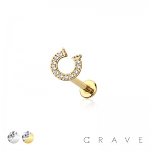 CZ PAVED HORSESHOE THREADLESS (PUSH IN) 316L SURGICAL STEEL LABRET SET