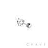 CZ PRONG SET 4MM BALL 316L SURGICAL STEEL CARTILAGE/TRAGUS BARBELL