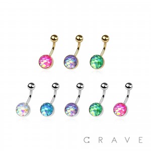 316L SURGICAL STEEL FISH SCALE BELLY BUTTON RING 