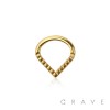 316L SURGICAL STEEL HINGED SEGMENT HOOP RING WITH PYRAMID CUT STUDDED SINGLE LINE CHEVRON