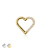 316L SURGICAL STEEL HINGED SEGMENT HOOP RING WITH HALF PAVE CZ HEART
