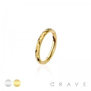 316L SURGICAL STEEL SWIRL LINES HINGED SEGMENT HOOP RING