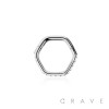 316L SURGICAL STEEL HINGED HEXAGON SEGMENT RING WITH SIDE FACING CZ PRONG