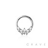 316L SURGICAL STEEL MARQUISE CROWN HINGED SEGMENT RING