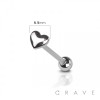 HEART 316L SURGICAL STEEL TONGUE BARBELL