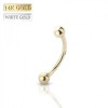 14K Gold GOLD EXTERNALLY THREADED PLAIN BALL CURVED BARBELL