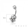 THREADLESS 316L SURGICAL STEEL PUSH IN BELLY RING WITH ROUND CLUSTER CRYSTAL STONE SET 
