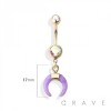 SYNTHETIC AMETHYST HORN SHAPE 316L SURGICAL STEEL BELLY NAVEL RING