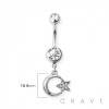 MOON AND STAR 316L SURGICAL STEEL NAVEL RING
