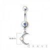 OPAL MOON DANGLE 316L SURGICAL STEEL NAVEL RING