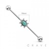 TURQUOISE OVAL 316L SURGICAL STEEL INDUSTRIAL BARBELL