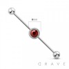 RUBY CHARM  316L SURGICAL STEEL INDUSTRIAL BARBELL