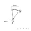 CURVED BAR DANGLE CLEAR MARQUISE CZ CHAIN PUSH IN TOP 316L SURGICAL STEEL LABRET