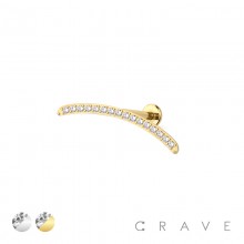 CURVED BAR CZ LINE PUSH IN TOP 316L SURGICAL STEEL LABRET