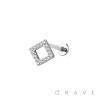 CZ SQUARE PUSH IN TOP 316L SURGICAL STEEL LABRET