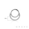 316L SURGICAL STEEL DOUBLE LINE CZ PAVED CLICKER SEGMENT RING