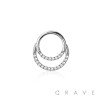 316L SURGICAL STEEL DOUBLE LINE CZ PAVED CLICKER SEGMENT RING