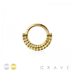 316L SURGICAL STEEL DOUBLE LINE CRUSTED CLICKER SEGMENT RING