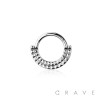 316L SURGICAL STEEL DOUBLE LINE CRUSTED CLICKER SEGMENT RING