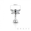 CZ PRONG DRAGONFLY (ALLOY) INTERNALLY THREADED 316L SURGICAL STEEL LABRET/MONROE WITH PRONG SET CZ 