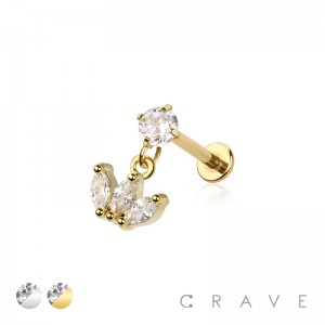 CROWN 316L SURGICAL STEEL DANGLE LABRET SET