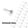 100PCS OF 316L SURGICAL STEEL NOSE BONE STUD WITH PRONG SET CZ