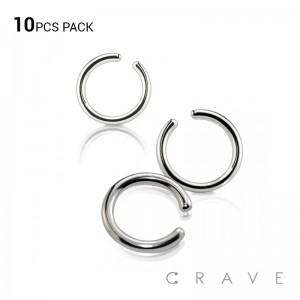 10PCS OF 316L SURGICAL STEEL PLAIN CAPTIVE RING
