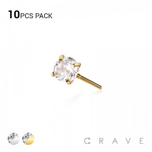 10PCS 316L SURGICAL STEEL CZ PRONG PUSH-IN TOP(TOP PART ONLY)