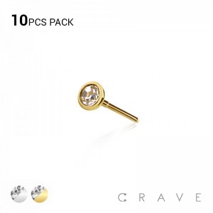 10PCS PRESS FIT THREADLESS (PUSH IN) TOP 316L SURGICAL STEEL LABRET TOP PART (ONLY)