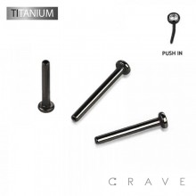 BLACK COLOR PVD PLATED IMPLANT GRADE TITANIUM THREADLESS PUSH IN LABRET FLAT BACK BASE