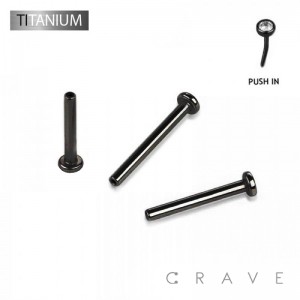 IMPLANT GRADE TITANIUM 2.5MM FLAT DISK BLACK COLOR PVD PLATED THREADLESS PUSH IN LABRET BAR	