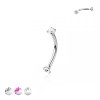 INTERNALLY THREADED COLOR CZ PRONG SET 316L SURGICAL STEEL EYEBROW/ CURVED BARBELL