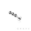 INTERNALLY THREADED DAINTY SUPER TINY LINED BEAD TINY BALL TOP 316L SURGICAL STEEL LABRET STUD