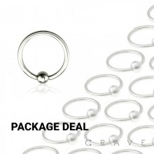 100pcs of 16GA  316L Surgical Steel Captive Bead Ring Package